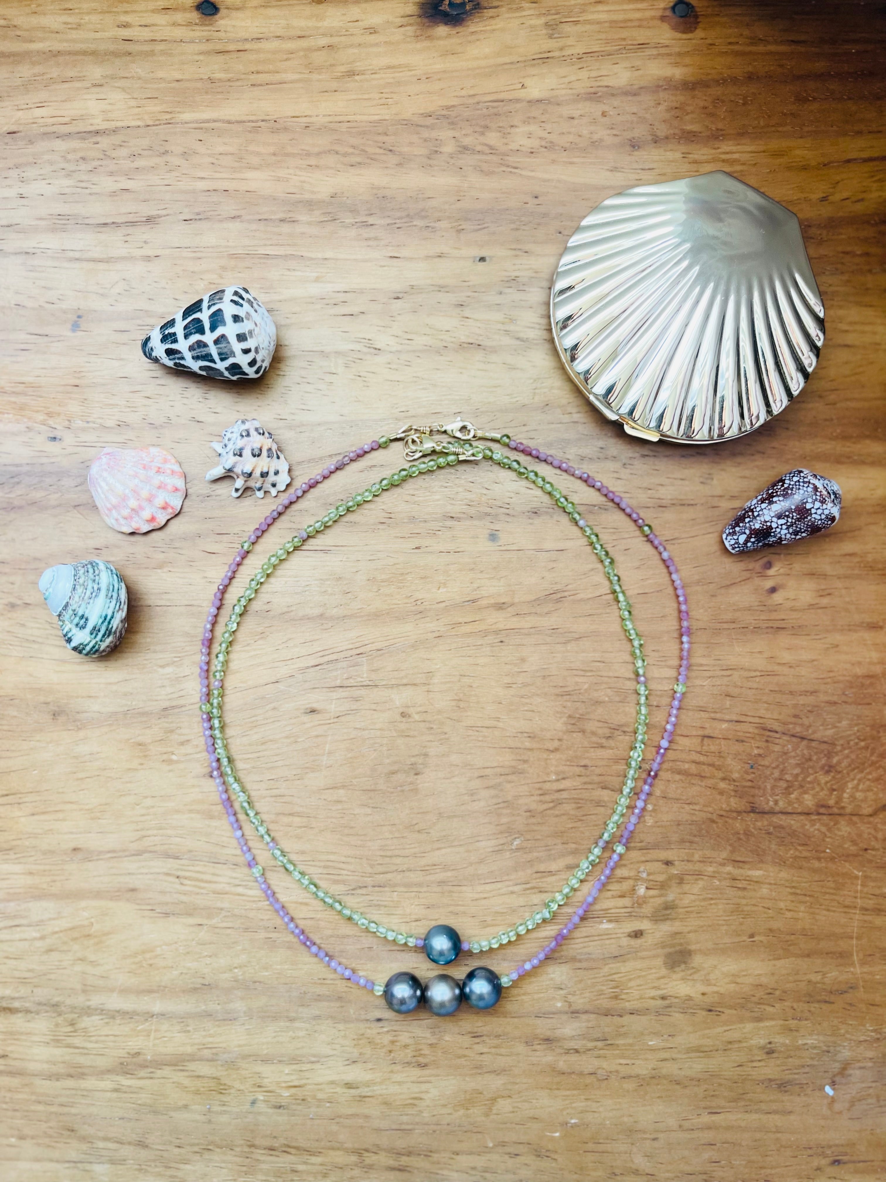 Pink Tourmaline Pearl Necklace