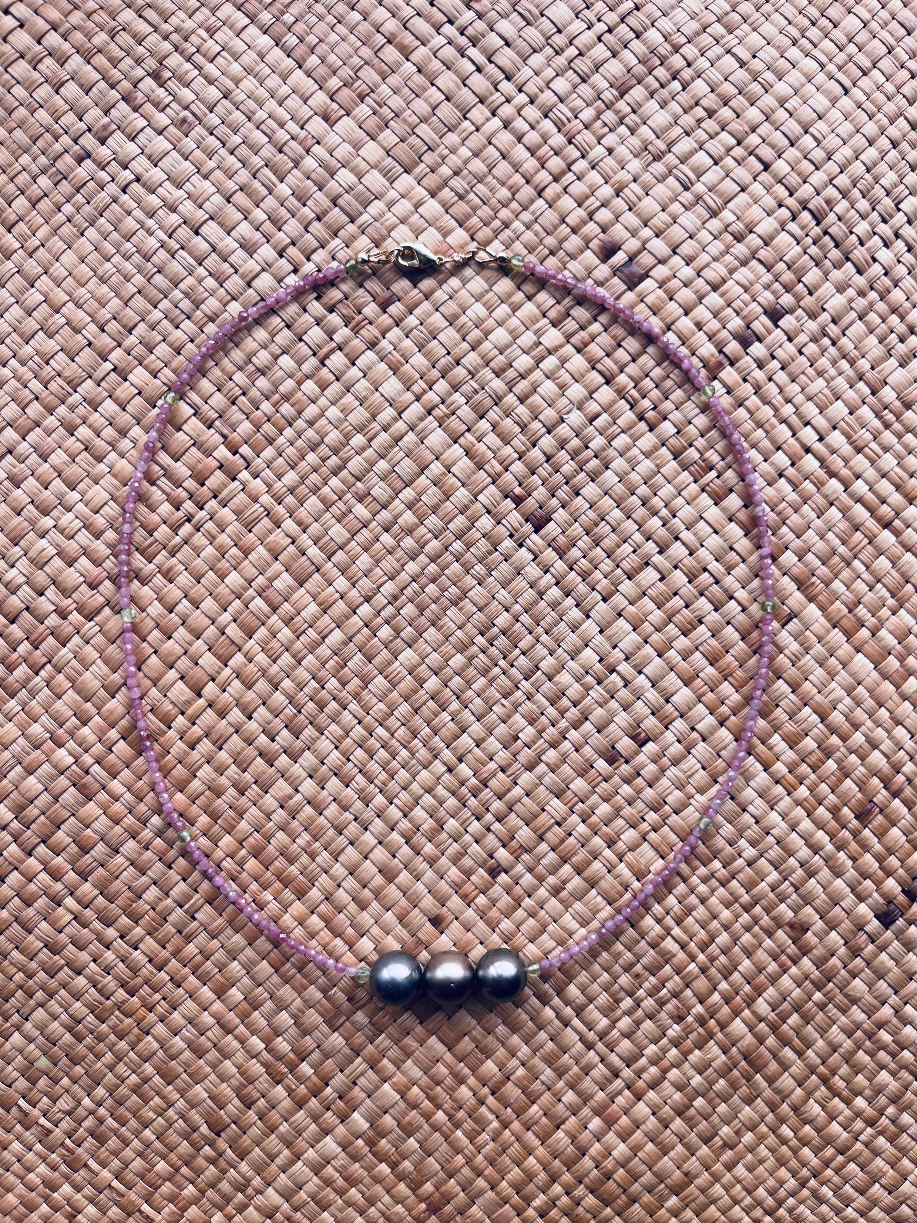 Pink Tourmaline Pearl Necklace