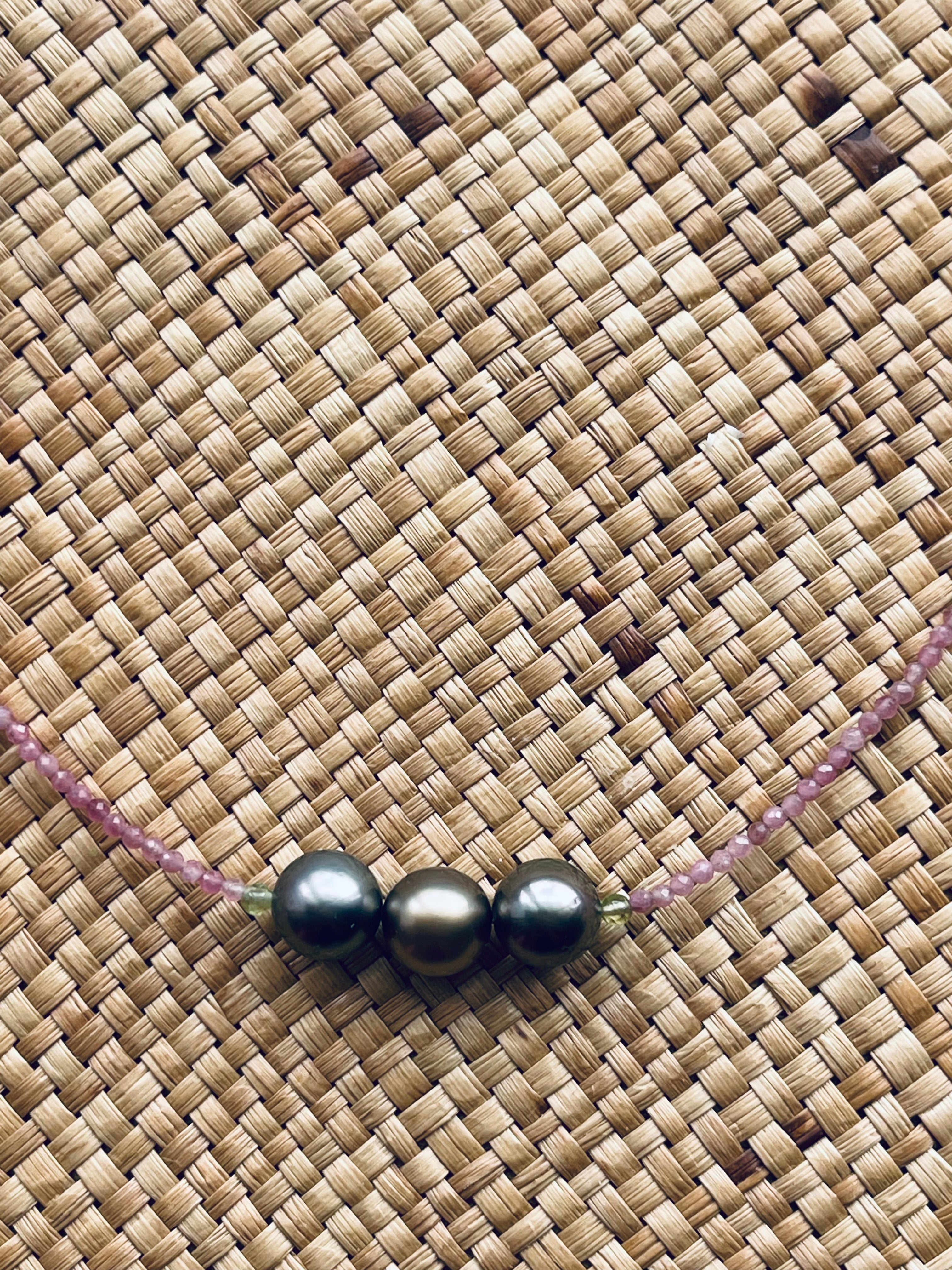 Pink Tourmaline Pearl Necklace