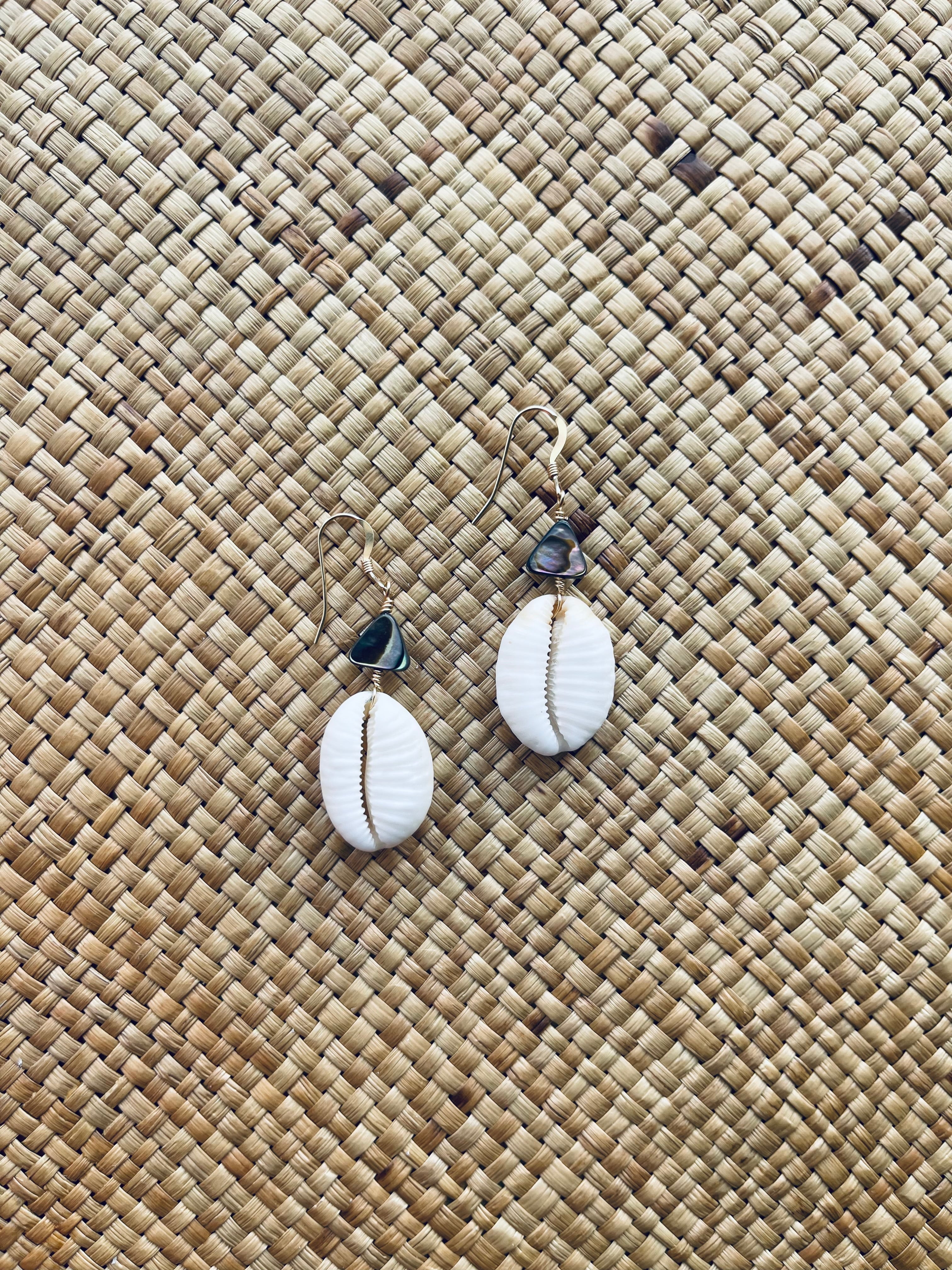 Cowrie Shell + Abalone Earrings