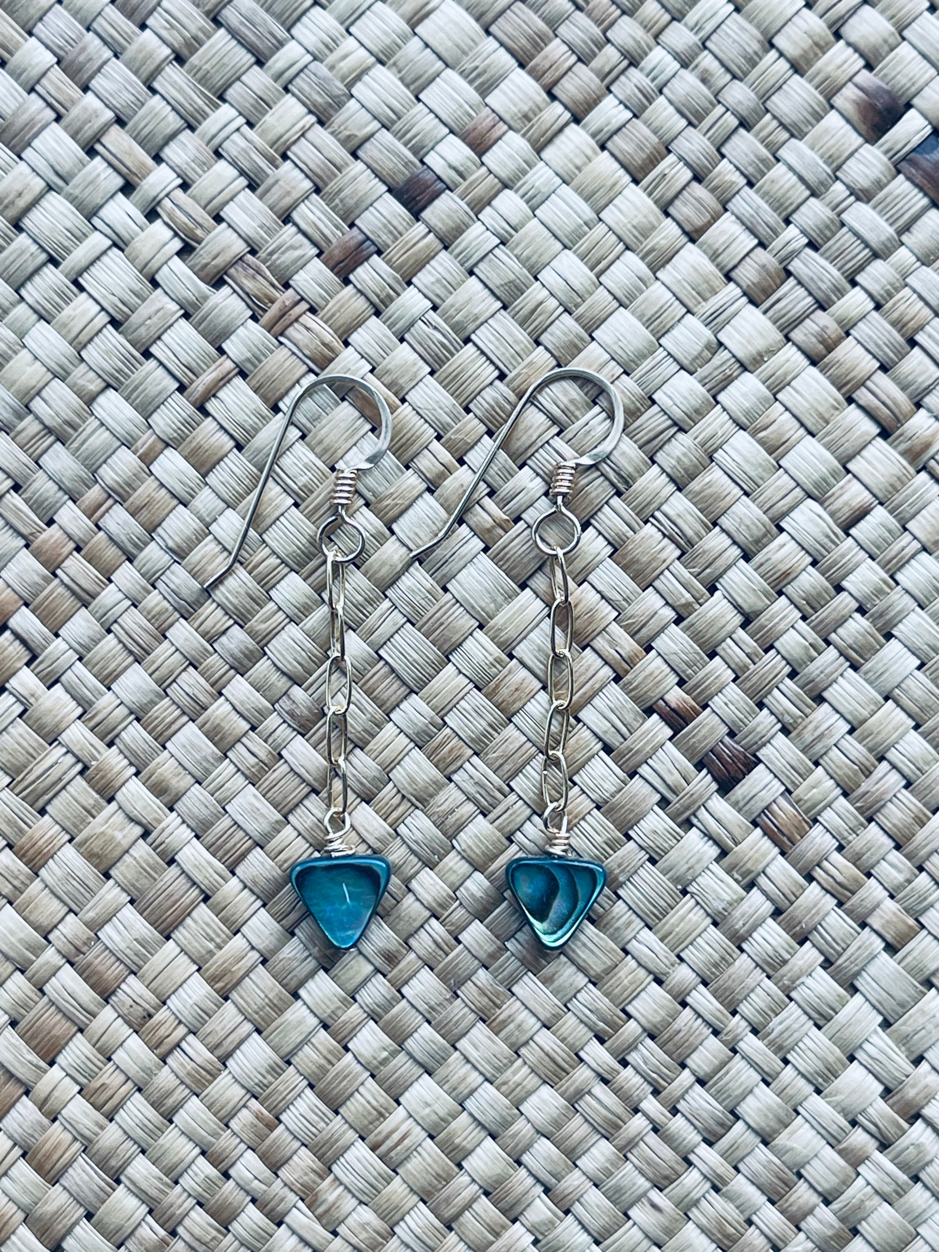Triangle Abalone Drop Earrings
