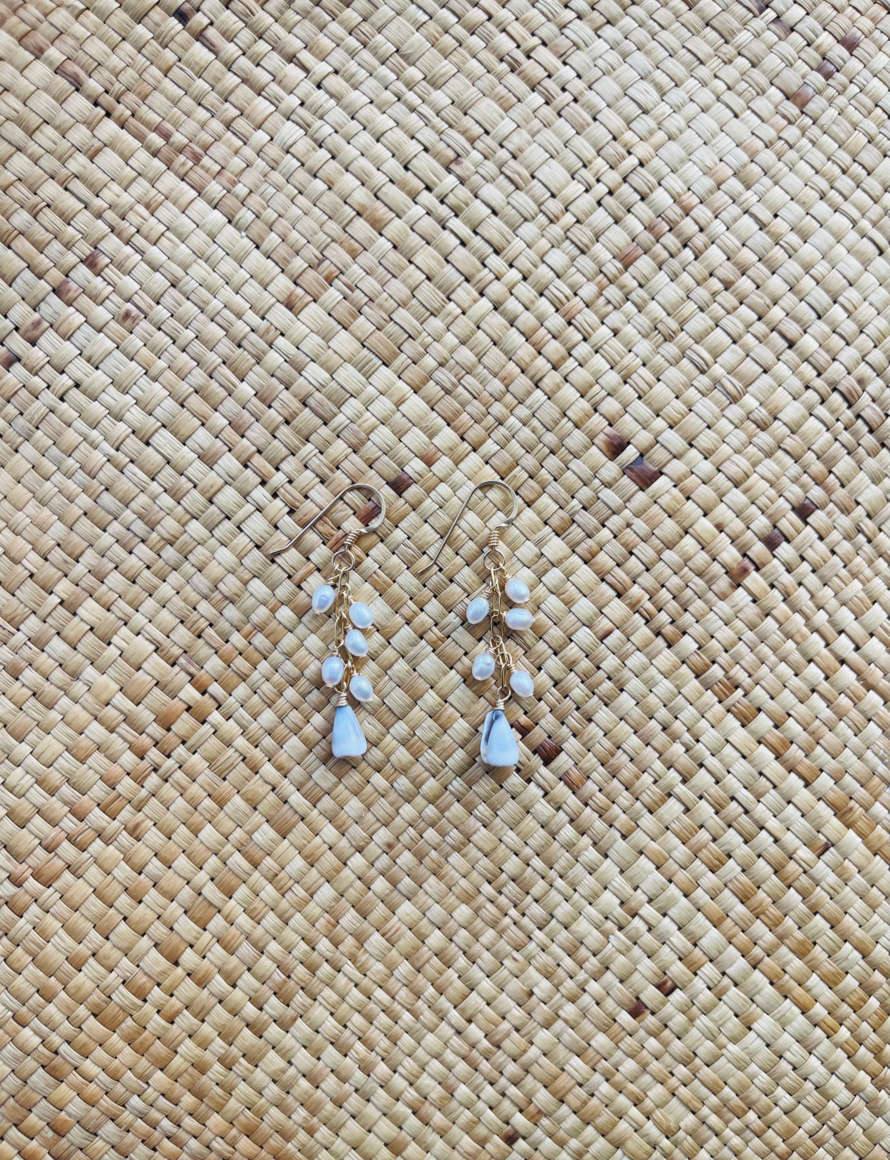 Cone Shell w/Freshwater Pearl Drop Earrings