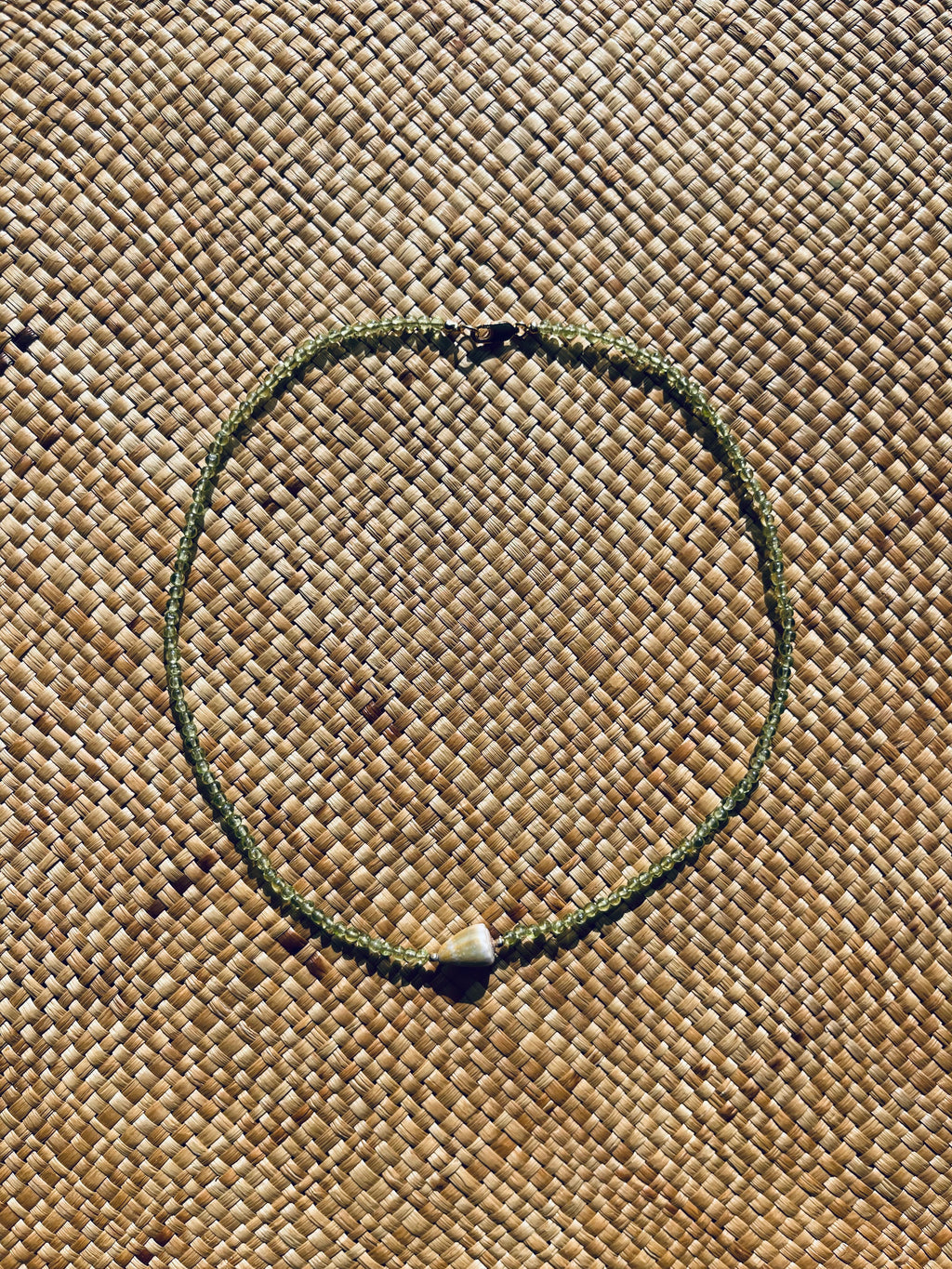 Green Peridot Shell Necklace