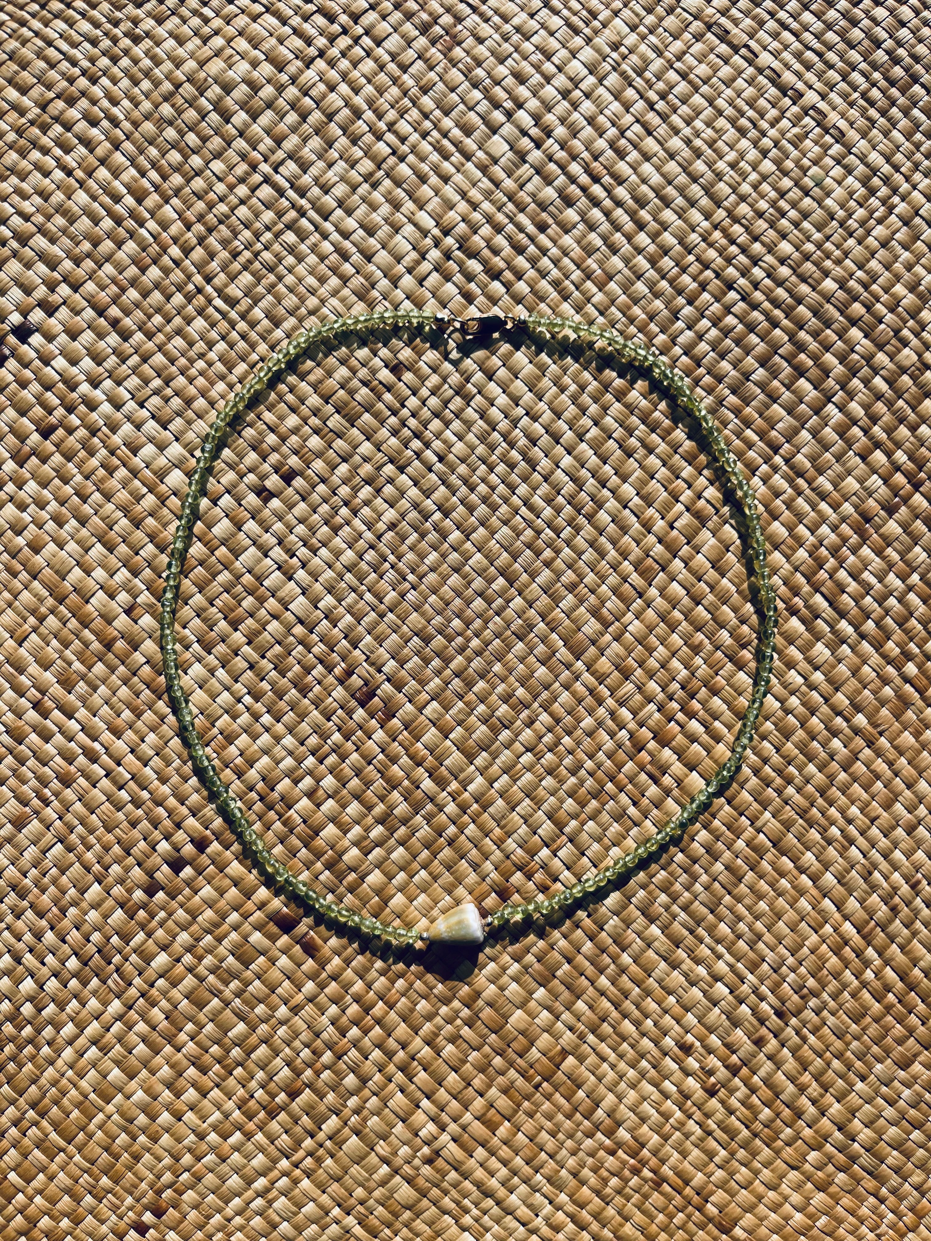 Green Peridot Shell Necklace