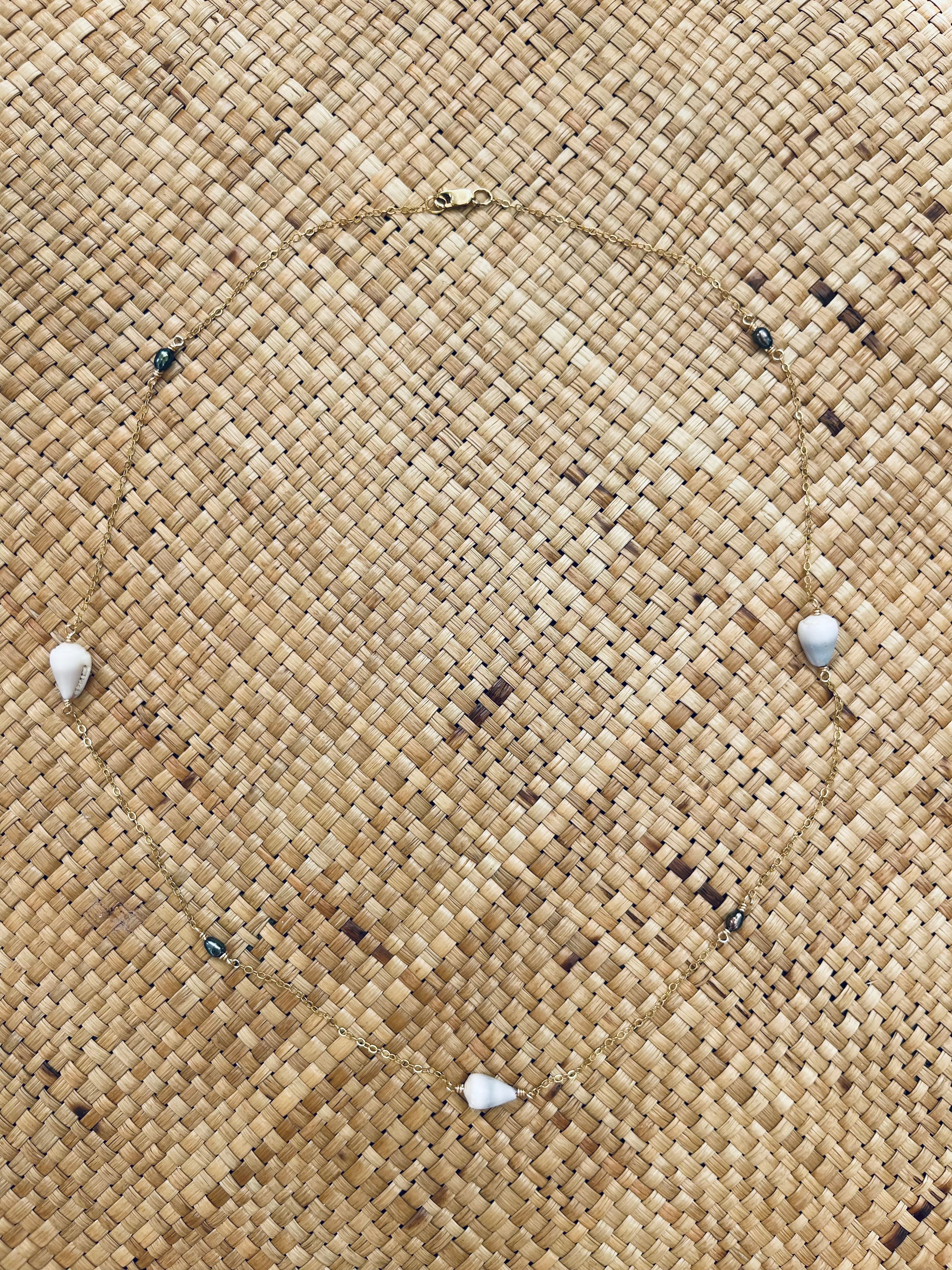 Dainty Cones + Pearls Necklace